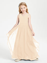 Robes de Demoiselle d'Honneur Junior en Mousseline de Style Boho Pêche