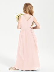 Robes de Demoiselle d'Honneur Junior en Mousseline de Style Boho Rose Perle
