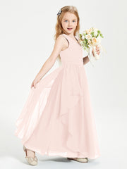 Robes de Demoiselle d'Honneur Junior en Mousseline de Style Boho Rose Perle