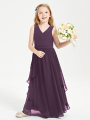 Robes de Demoiselle d'Honneur Junior en Mousseline de Style Boho Plum