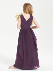Robes de Demoiselle d'Honneur Junior en Mousseline de Style Boho Plum