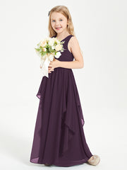 Robes de Demoiselle d'Honneur Junior en Mousseline de Style Boho Plum