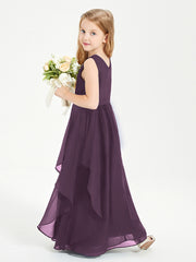 Robes de Demoiselle d'Honneur Junior en Mousseline de Style Boho Plum