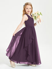 Robes de Demoiselle d'Honneur Junior en Mousseline de Style Boho Plum