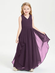 Robes de Demoiselle d'Honneur Junior en Mousseline de Style Boho Plum
