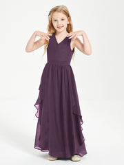 Robes de Demoiselle d'Honneur Junior en Mousseline de Style Boho Plum