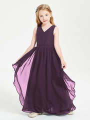 Robes de Demoiselle d'Honneur Junior en Mousseline de Style Boho Plum