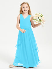 Robes de Demoiselle d'Honneur Junior en Mousseline de Style Boho Piscine