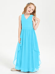 Robes de Demoiselle d'Honneur Junior en Mousseline de Style Boho Piscine