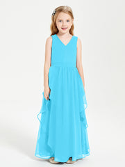 Robes de Demoiselle d'Honneur Junior en Mousseline de Style Boho Piscine