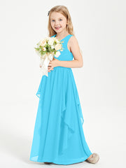 Robes de Demoiselle d'Honneur Junior en Mousseline de Style Boho Piscine
