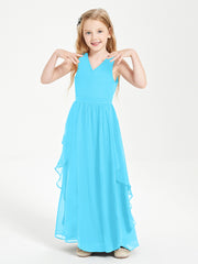Robes de Demoiselle d'Honneur Junior en Mousseline de Style Boho Piscine