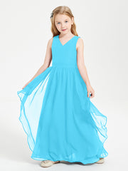 Robes de Demoiselle d'Honneur Junior en Mousseline de Style Boho Piscine