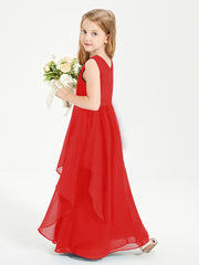 Robes de Demoiselle d'Honneur Junior en Mousseline de Style Boho Rouge