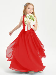 Robes de Demoiselle d'Honneur Junior en Mousseline de Style Boho Rouge