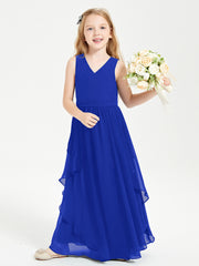 Robes de Demoiselle d'Honneur Junior en Mousseline de Style Boho Bleu Royale
