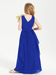 Robes de Demoiselle d'Honneur Junior en Mousseline de Style Boho Bleu Royale