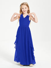 Robes de Demoiselle d'Honneur Junior en Mousseline de Style Boho Bleu Royale