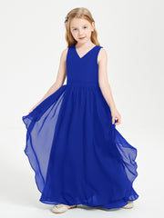 Robes de Demoiselle d'Honneur Junior en Mousseline de Style Boho Bleu Royale