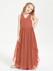 Robes de Demoiselle d'Honneur Junior en Mousseline de Style Boho Rouille