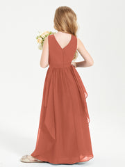 Robes de Demoiselle d'Honneur Junior en Mousseline de Style Boho Rouille