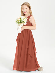 Robes de Demoiselle d'Honneur Junior en Mousseline de Style Boho Rouille
