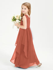Robes de Demoiselle d'Honneur Junior en Mousseline de Style Boho Rouille