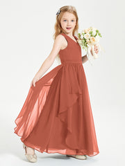 Robes de Demoiselle d'Honneur Junior en Mousseline de Style Boho Rouille