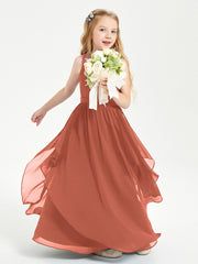 Robes de Demoiselle d'Honneur Junior en Mousseline de Style Boho Rouille