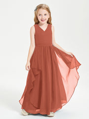 Robes de Demoiselle d'Honneur Junior en Mousseline de Style Boho Rouille