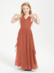 Robes de Demoiselle d'Honneur Junior en Mousseline de Style Boho Rouille
