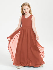 Robes de Demoiselle d'Honneur Junior en Mousseline de Style Boho Rouille