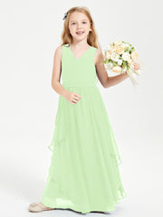 Robes de Demoiselle d'Honneur Junior en Mousseline de Style Boho Sauge