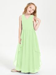 Robes de Demoiselle d'Honneur Junior en Mousseline de Style Boho Sauge