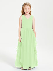 Robes de Demoiselle d'Honneur Junior en Mousseline de Style Boho Sauge
