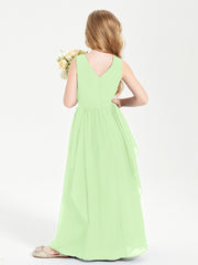 Robes de Demoiselle d'Honneur Junior en Mousseline de Style Boho Sauge