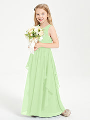 Robes de Demoiselle d'Honneur Junior en Mousseline de Style Boho Sauge