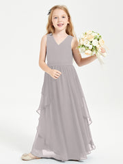 Robes de Demoiselle d'Honneur Junior en Mousseline de Style Boho Argent