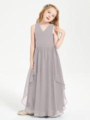 Robes de Demoiselle d'Honneur Junior en Mousseline de Style Boho Argent