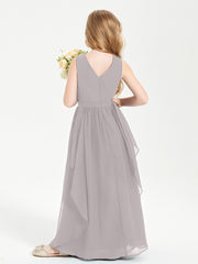 Robes de Demoiselle d'Honneur Junior en Mousseline de Style Boho Argent