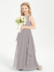 Robes de Demoiselle d'Honneur Junior en Mousseline de Style Boho Argent