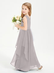 Robes de Demoiselle d'Honneur Junior en Mousseline de Style Boho Argent