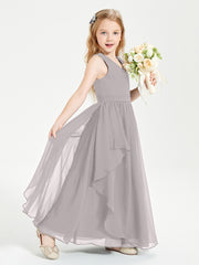 Robes de Demoiselle d'Honneur Junior en Mousseline de Style Boho Argent