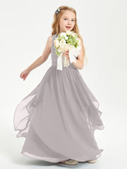 Robes de Demoiselle d'Honneur Junior en Mousseline de Style Boho Argent