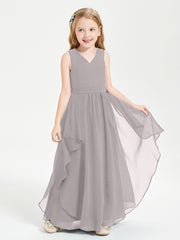 Robes de Demoiselle d'Honneur Junior en Mousseline de Style Boho Argent