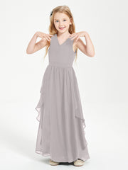 Robes de Demoiselle d'Honneur Junior en Mousseline de Style Boho Argent