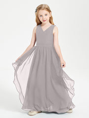 Robes de Demoiselle d'Honneur Junior en Mousseline de Style Boho Argent