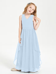 Robes de Demoiselle d'Honneur Junior en Mousseline de Style Boho Bleu Ciel
