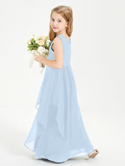 Robes de Demoiselle d'Honneur Junior en Mousseline de Style Boho Bleu Ciel