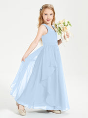 Robes de Demoiselle d'Honneur Junior en Mousseline de Style Boho Bleu Ciel